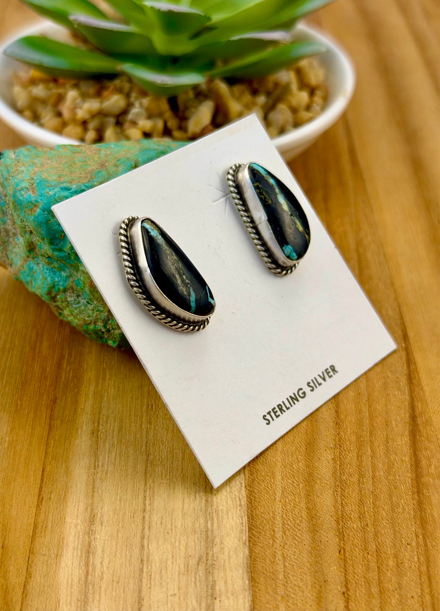 Blackjack Oval Stud Earrings