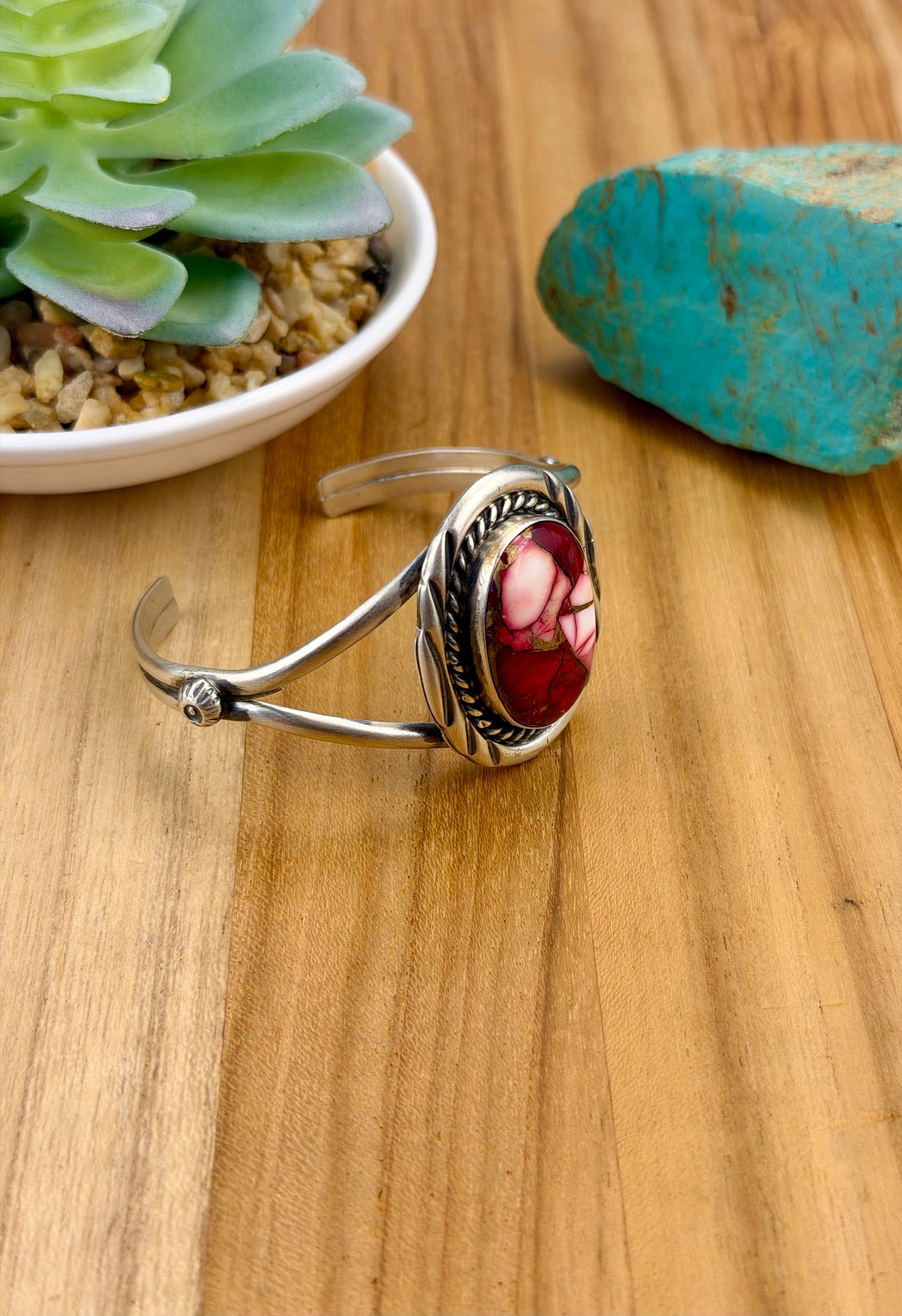 Dahlia Rose Single Stone Cuff Bracelet