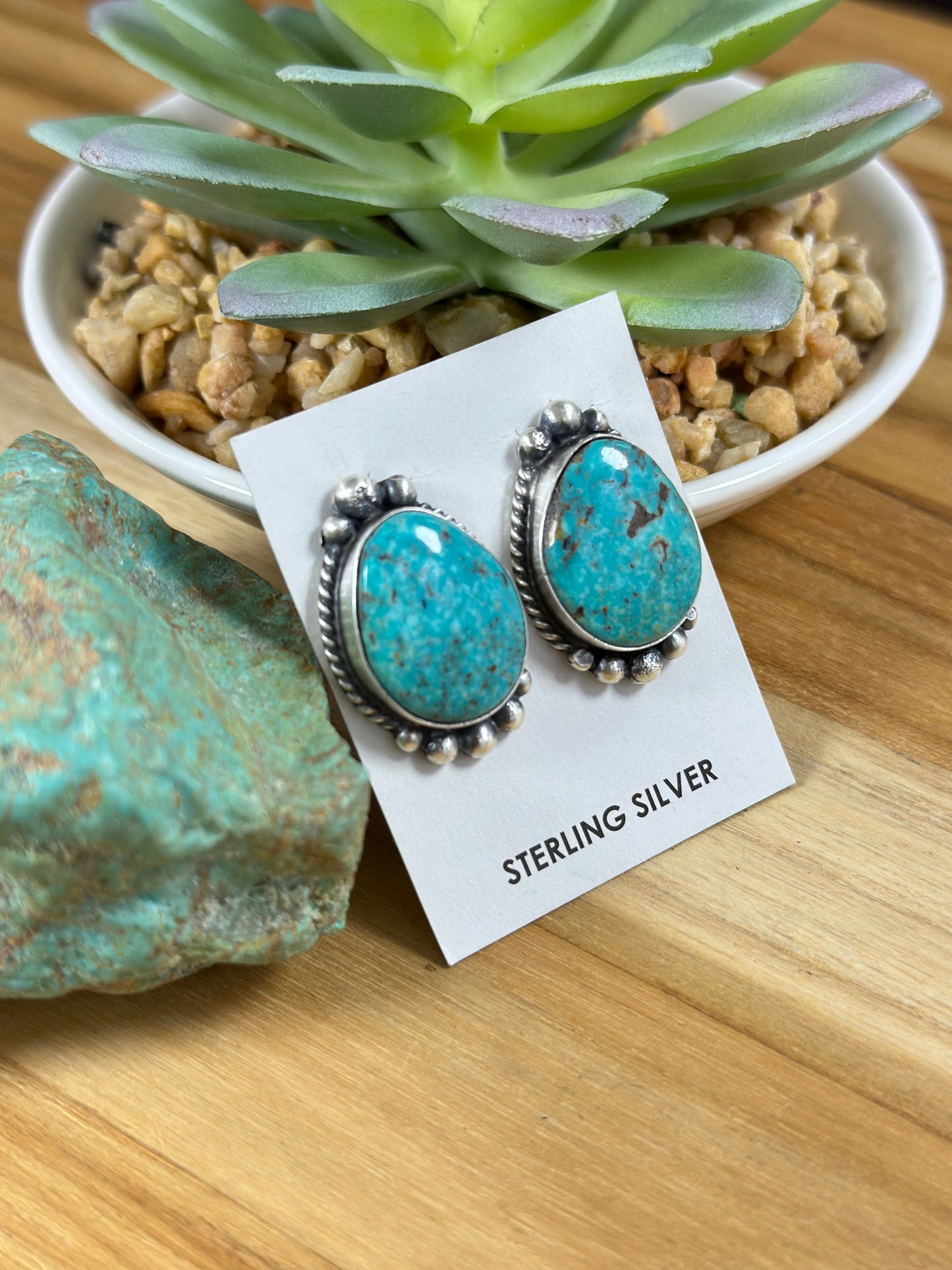 Kingman Turquoise Oval Earrings