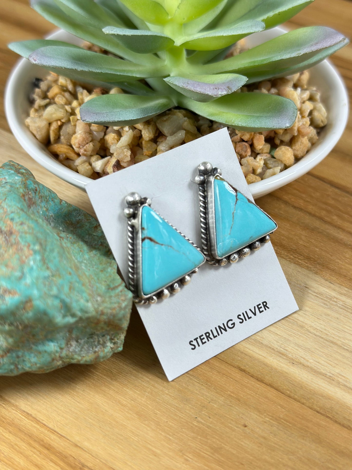 Kingman Turquoise Triangle Earrings