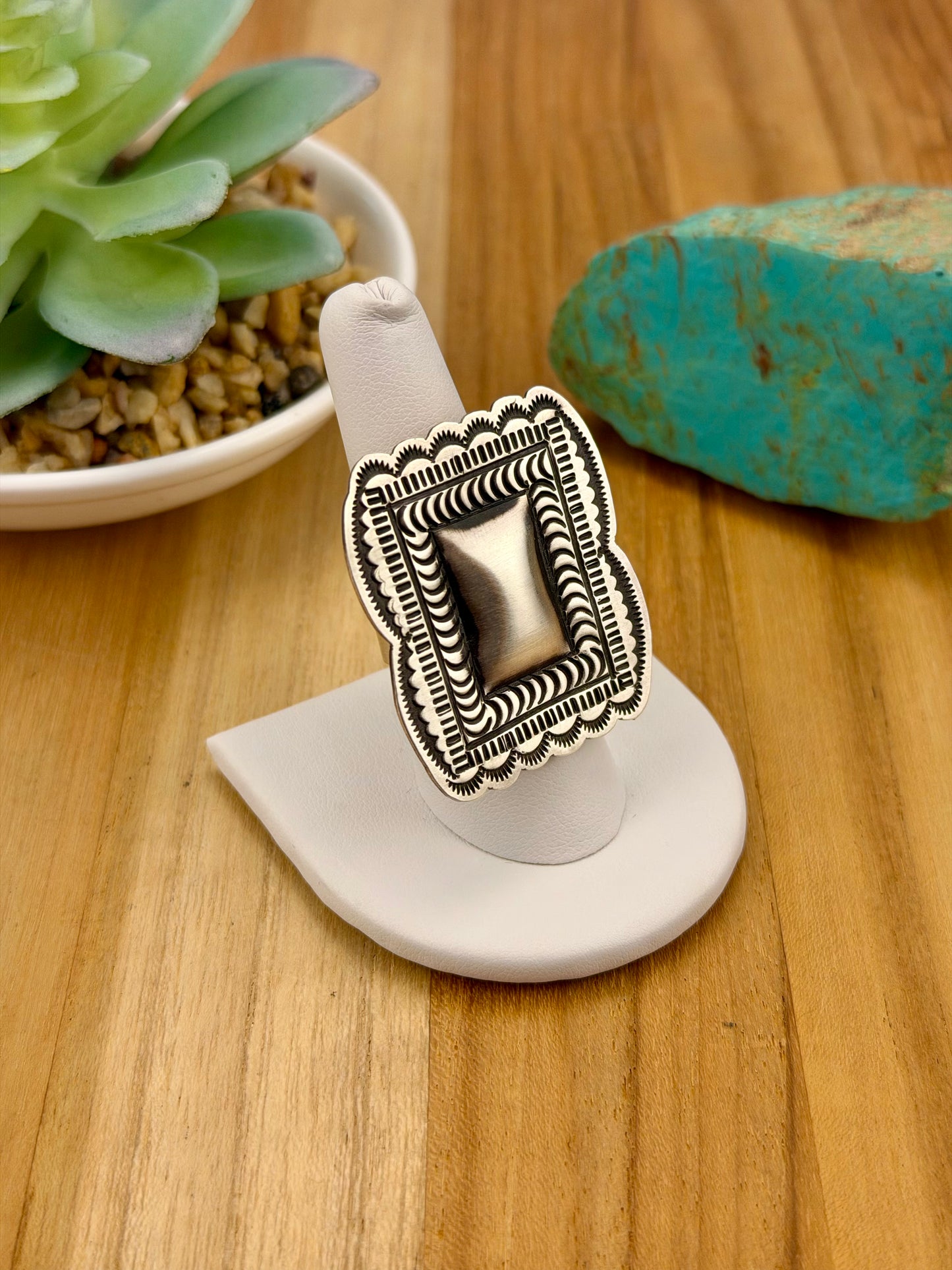 Sterling Silver Square Concho Ring