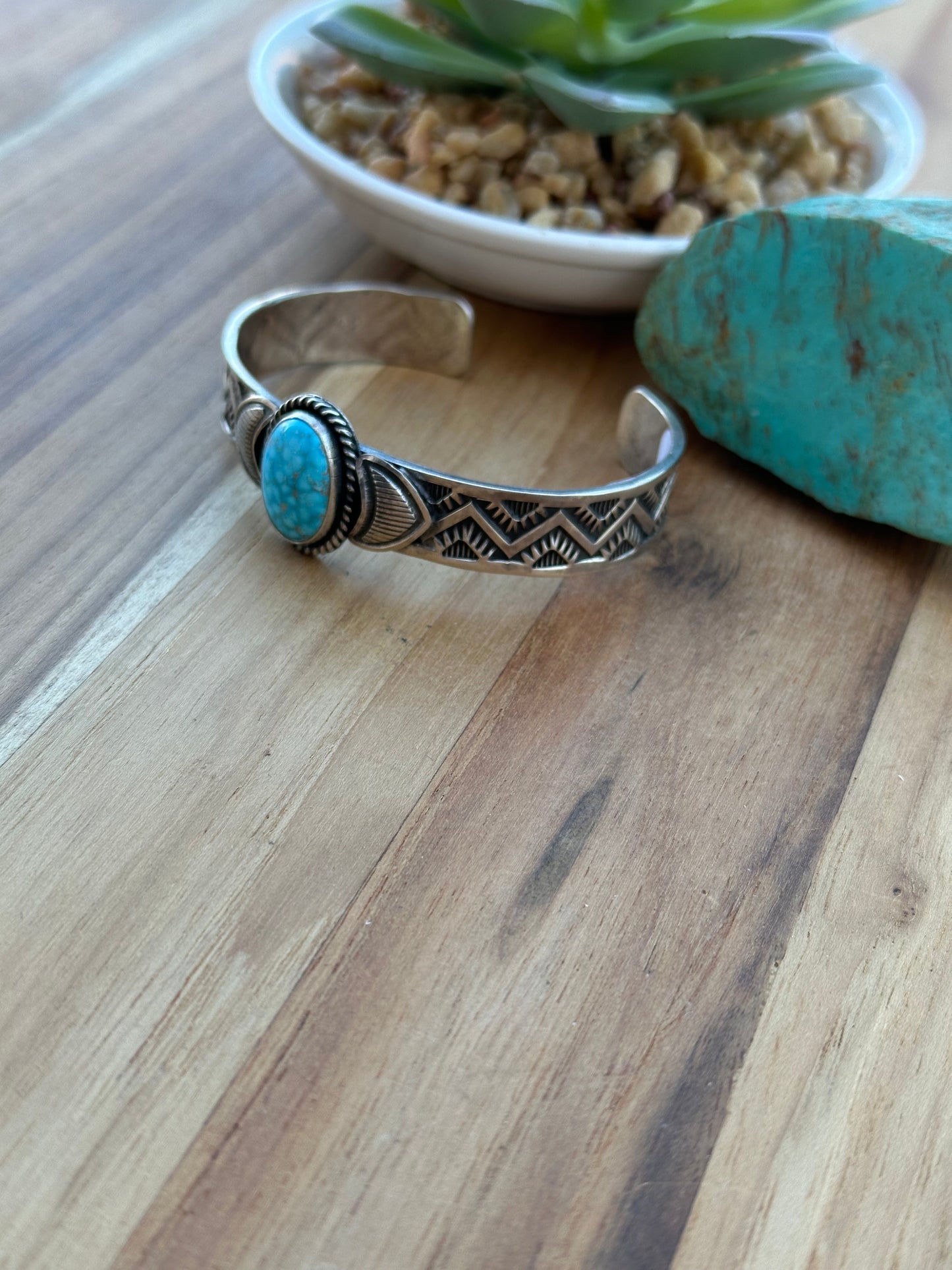 Kingman Turquoise Single Stone Cuff