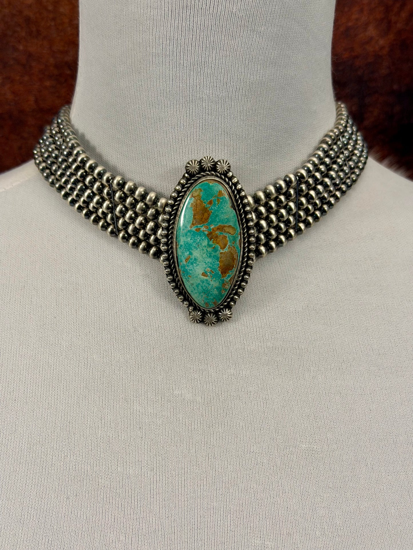 Royston Turquoise Multi Strand Pearl Choker