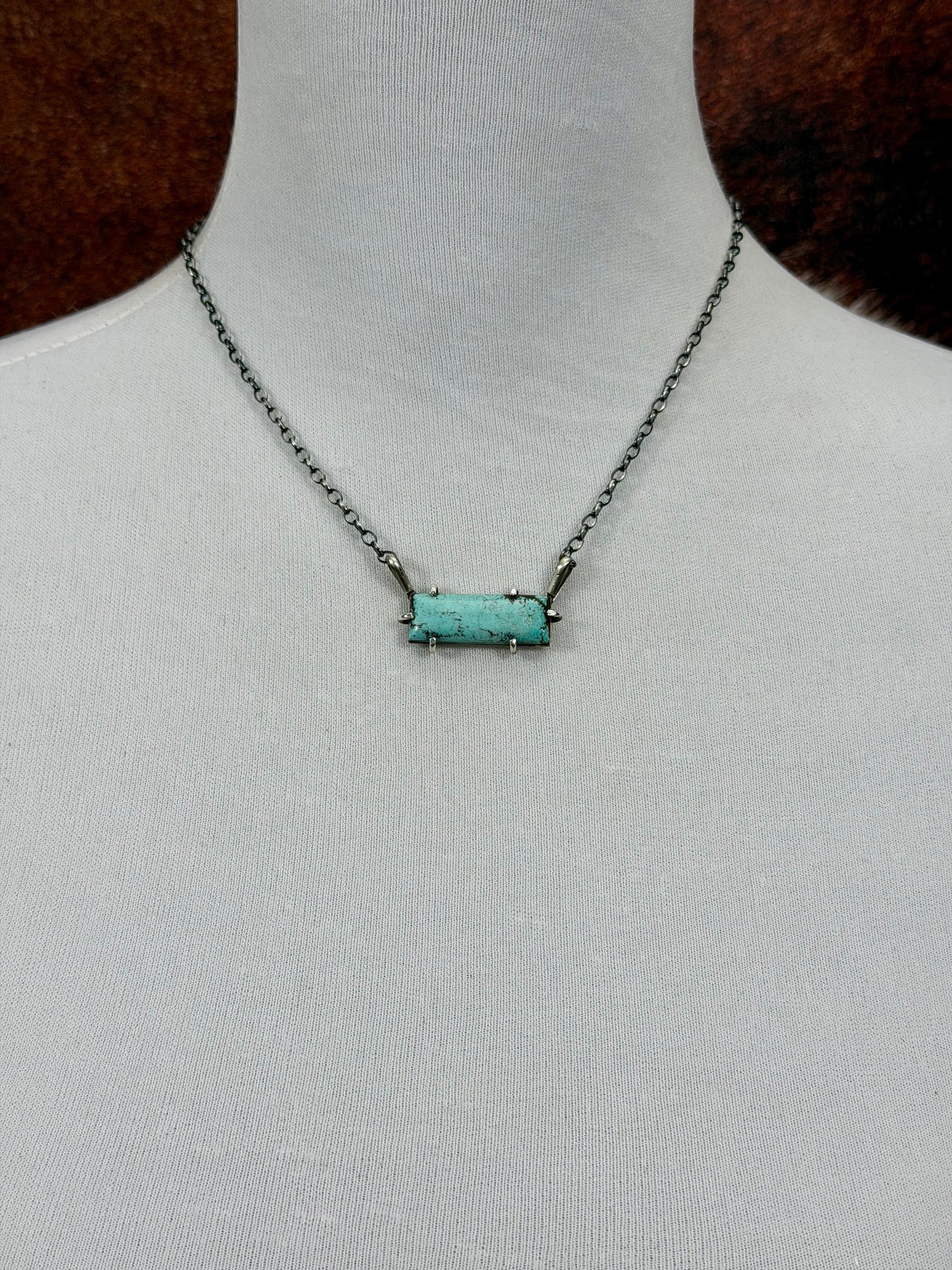 Kingman Turquoise Waterproof Bar Necklace