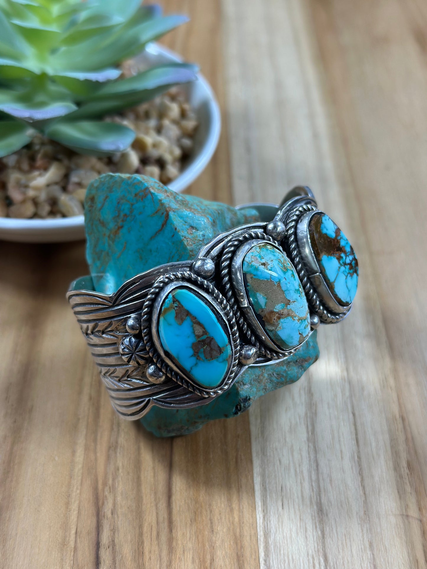 Royston Turquoise 3 Stone Cuff