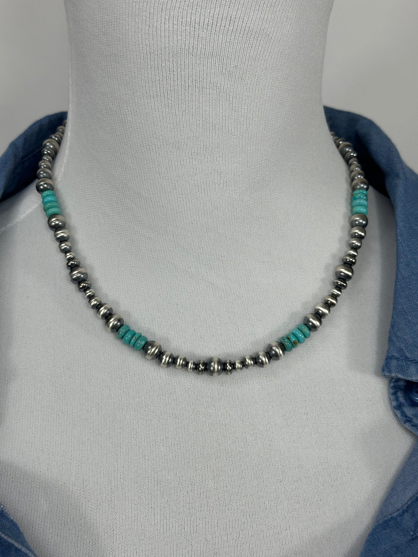Kingman Turquoise & Pearl Necklace