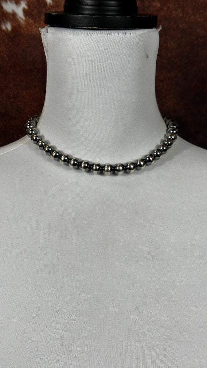 16" 10mm "Navajo Style" Pearl Necklace