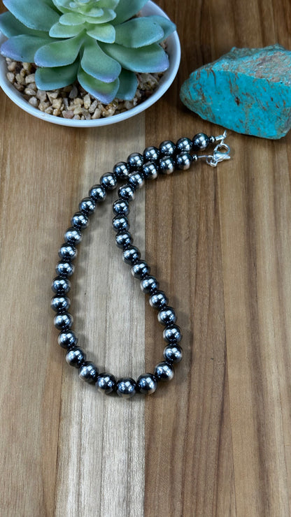 16" 10mm "Navajo Style" Pearl Necklace