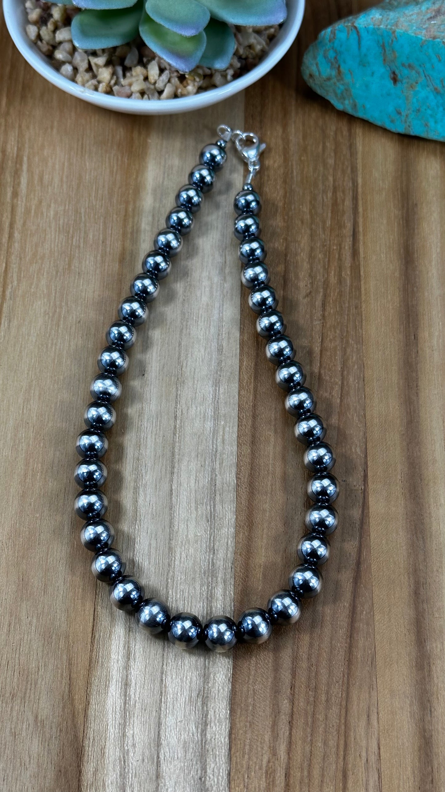 16" 10mm "Navajo Style" Pearl Necklace