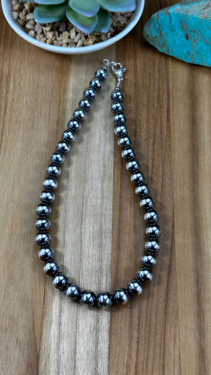 16" 10mm "Navajo Style" Pearl Necklace