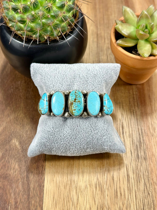 Kingman Turquoise 5 Stone Sterling Silver Cuff