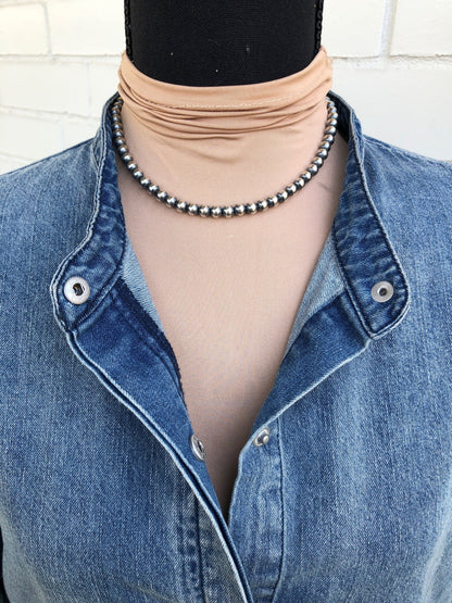 6MM " Navajo Style" Sterling Pearls Necklaces