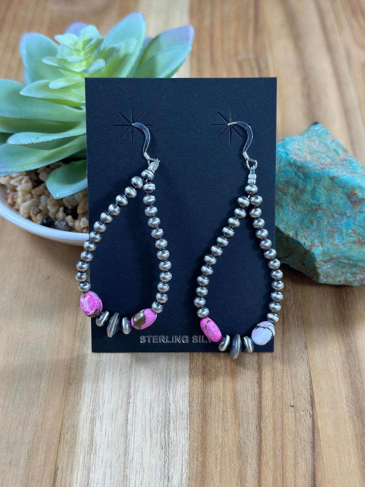 Cotton Candy and Silver Pearl Hoop Earrings