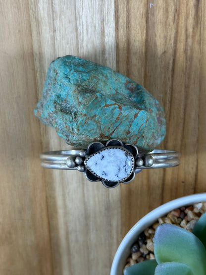 White Buffalo Sterling Silver Cuff