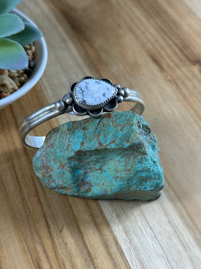 White Buffalo Sterling Silver Cuff