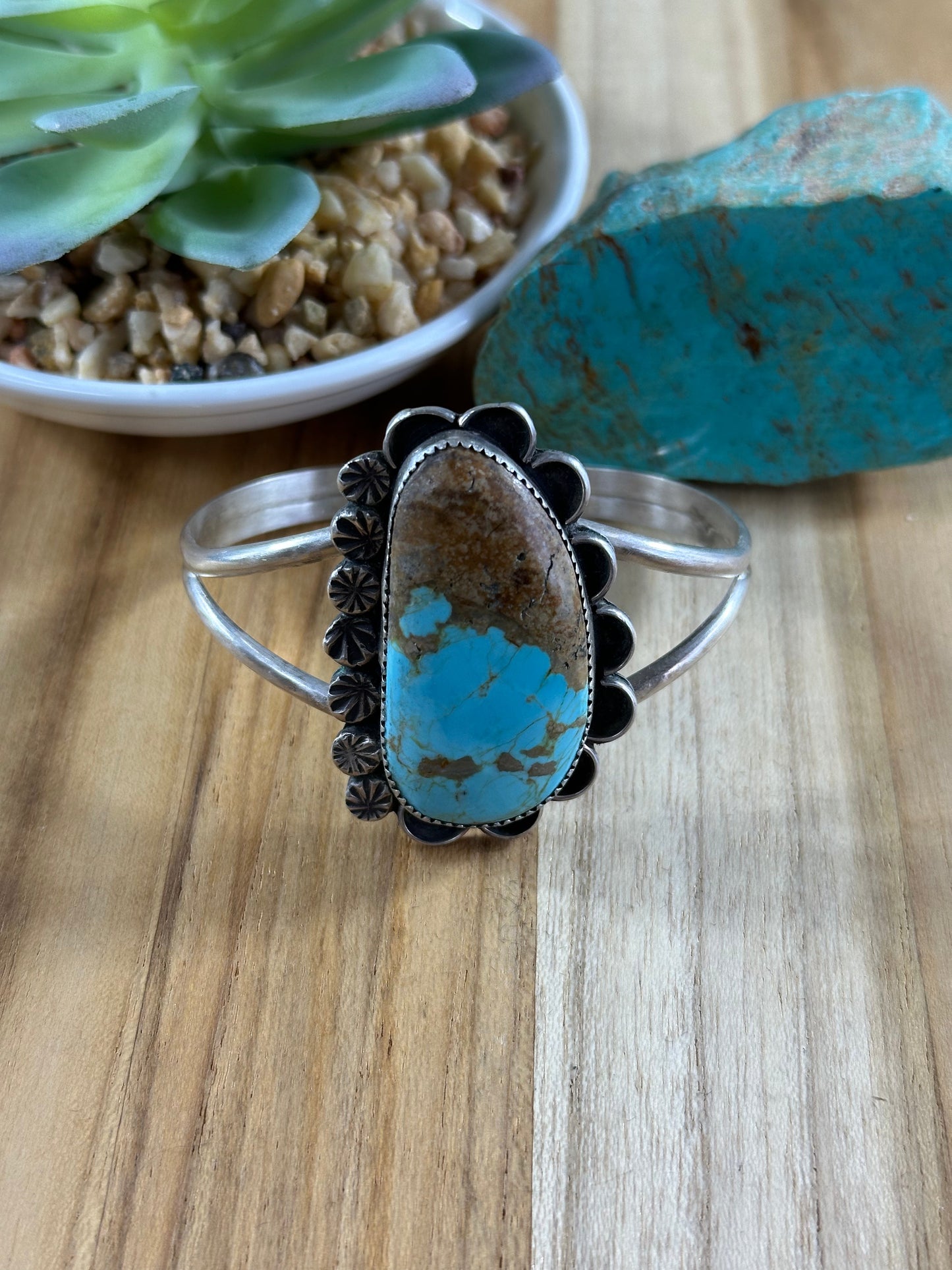 #8 Turquoise Single Stone Sterling Cuff