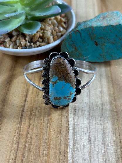 #8 Turquoise Single Stone Sterling Cuff