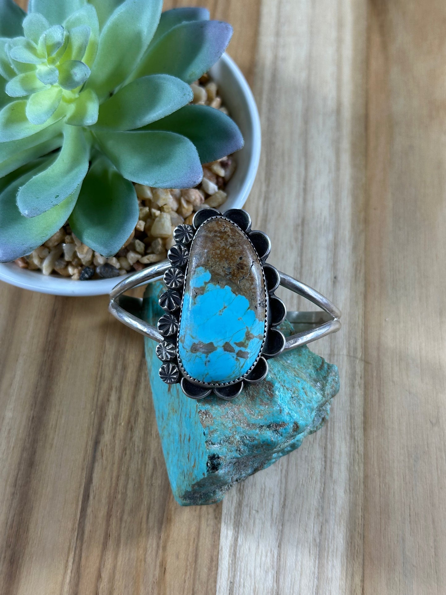 #8 Turquoise Single Stone Sterling Cuff
