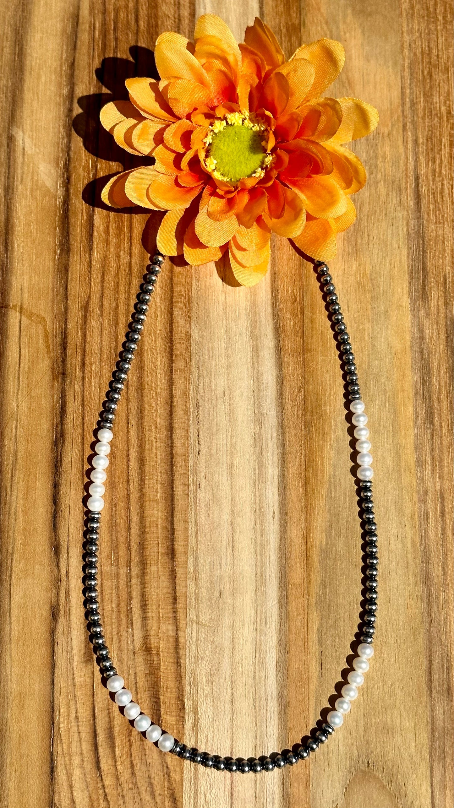 20 inch "Navajo Style" Pearls and Freshwater Peals Necklace