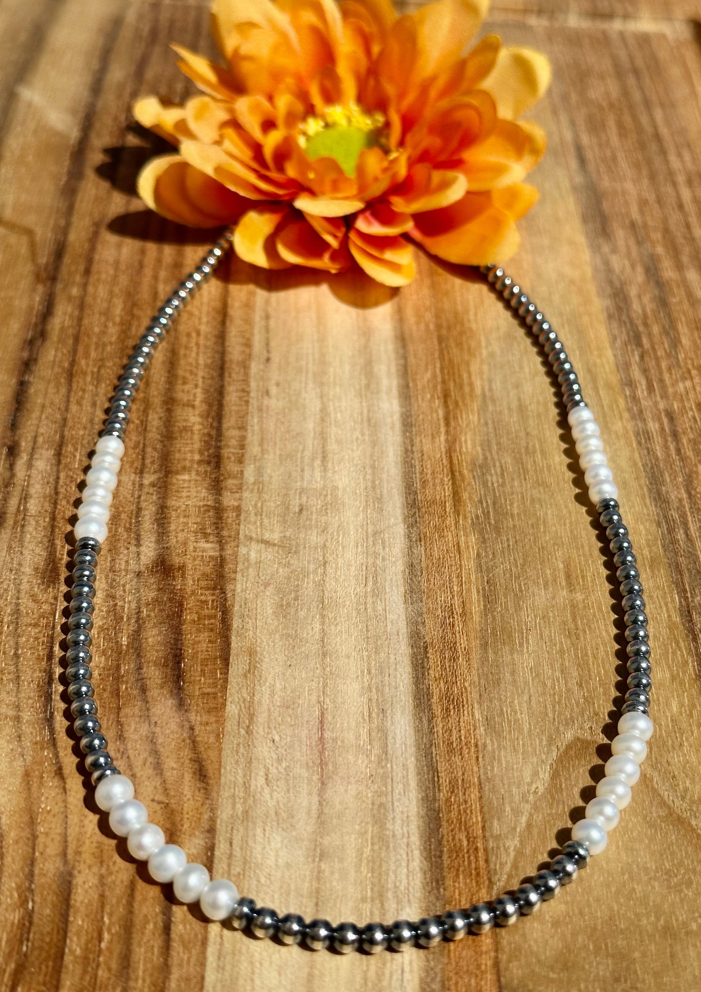 20 inch "Navajo Style" Pearls and Freshwater Peals Necklace
