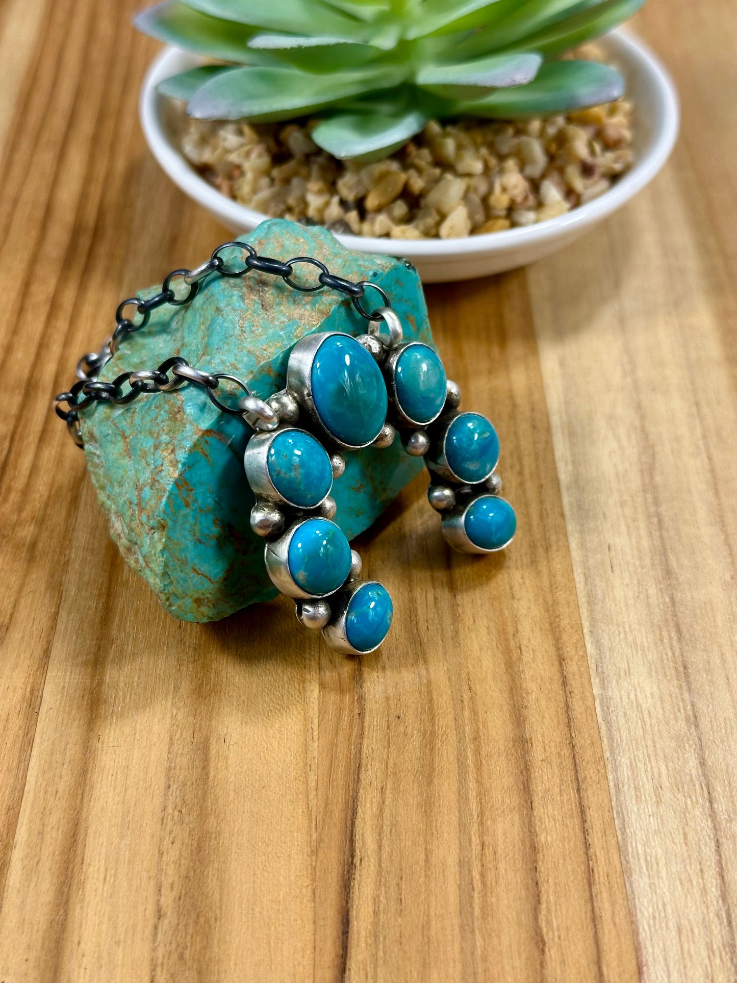 Kingman Turquoise Naja Cluster Pendant Necklace