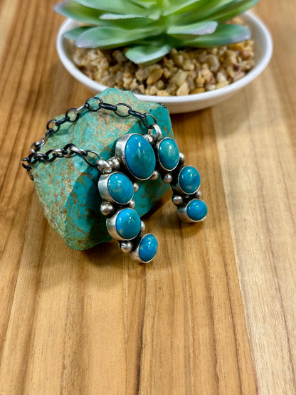 Kingman Turquoise Naja Cluster Pendant Necklace