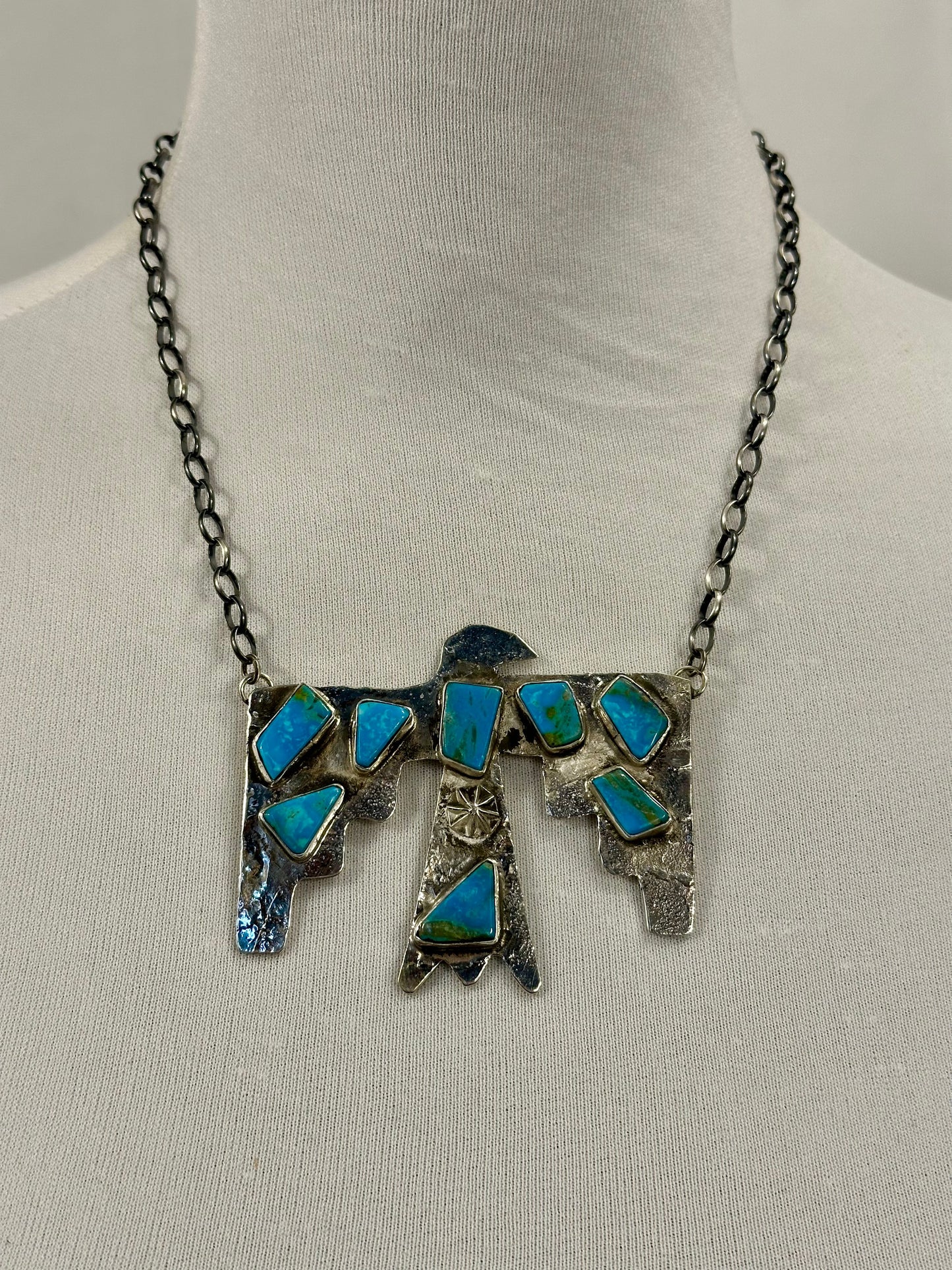 Kingman Turquoise Thunderbird Pendant Necklace