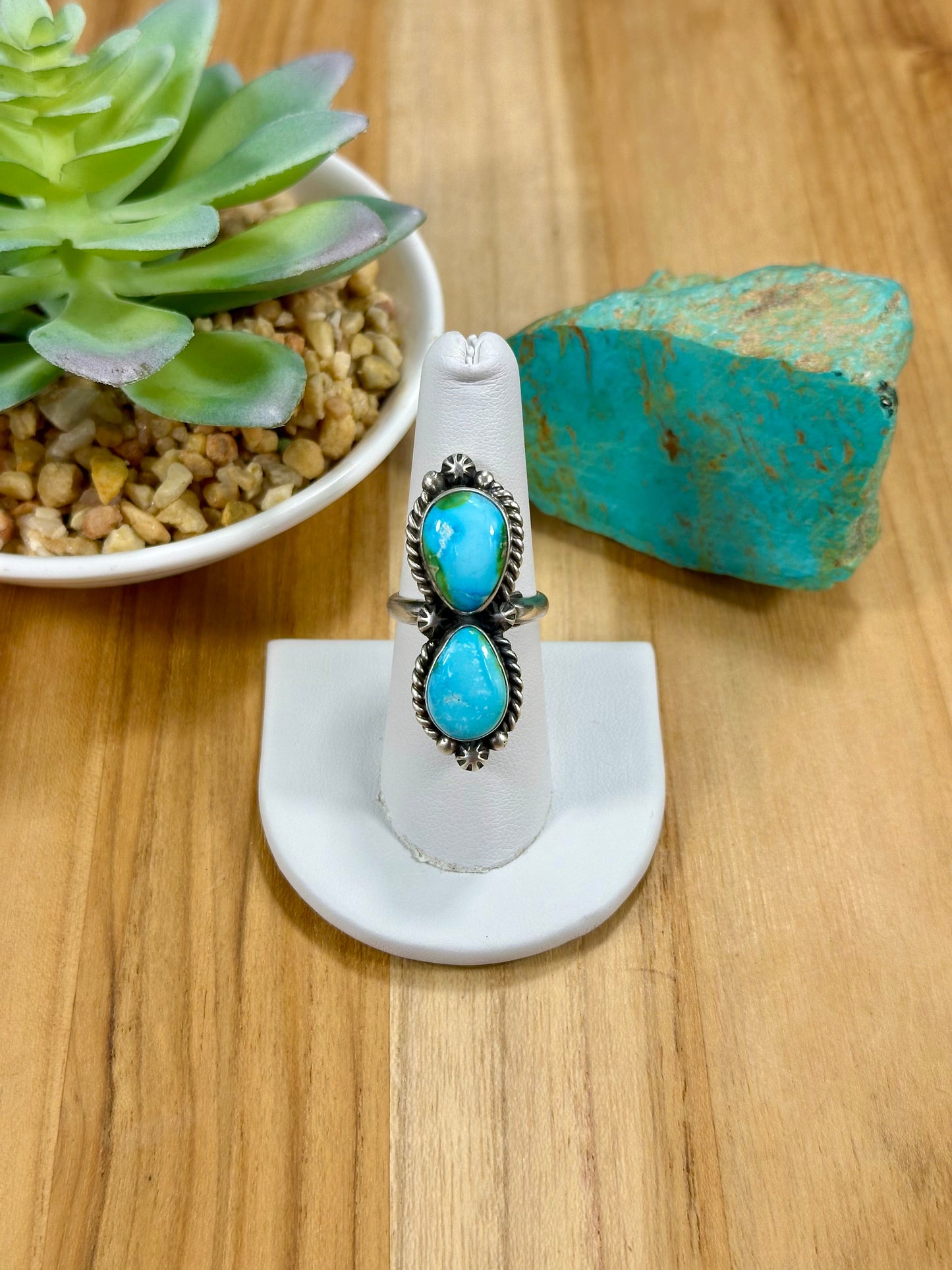 Sonoran Turquoise 2 Stone Sterling Silver Ring