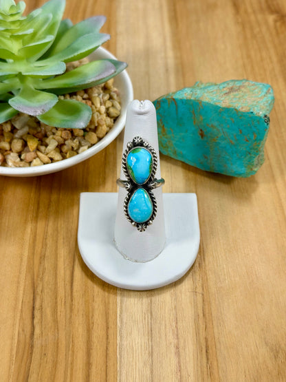 Sonoran Turquoise 2 Stone Sterling Silver Ring