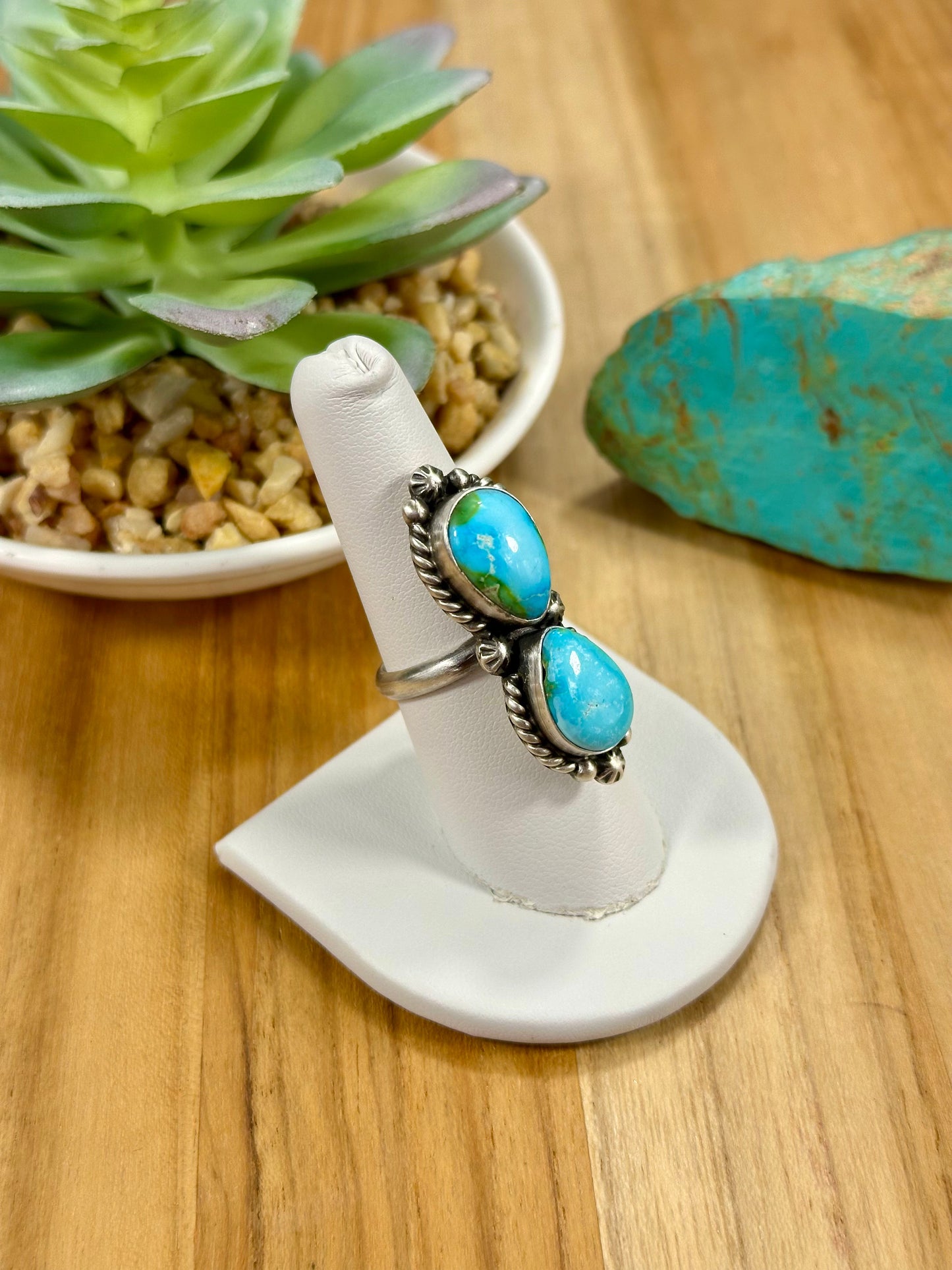 Sonoran Turquoise 2 Stone Sterling Silver Ring