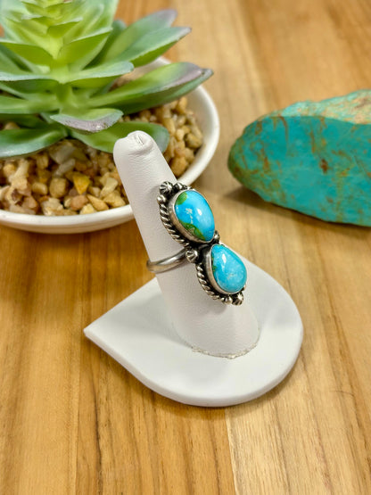 Sonoran Turquoise 2 Stone Sterling Silver Ring