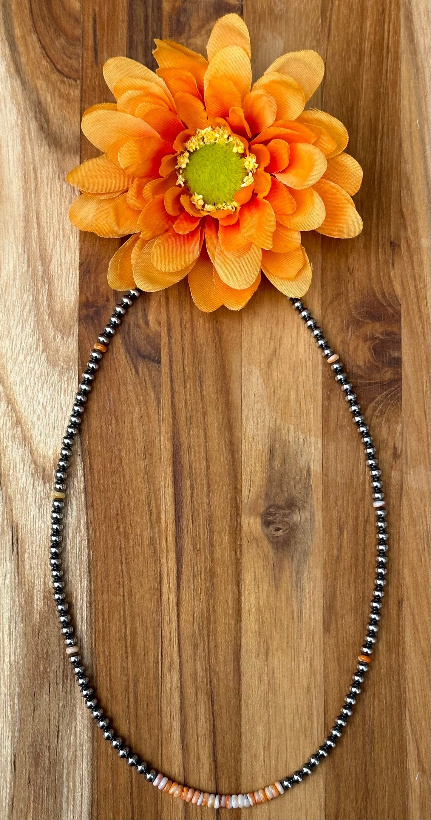 4MM  Navajo style Beads and Spiny Necklace