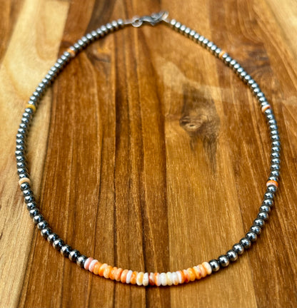 4MM  Navajo style Beads and Spiny Necklace