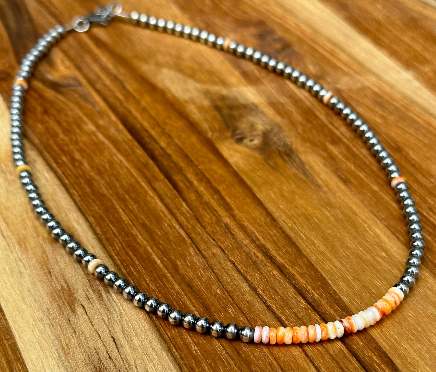 4MM  Navajo style Beads and Spiny Necklace