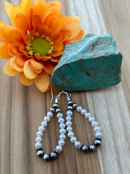Freshwater Pearl and "Navajo Style" Pearl Earrings