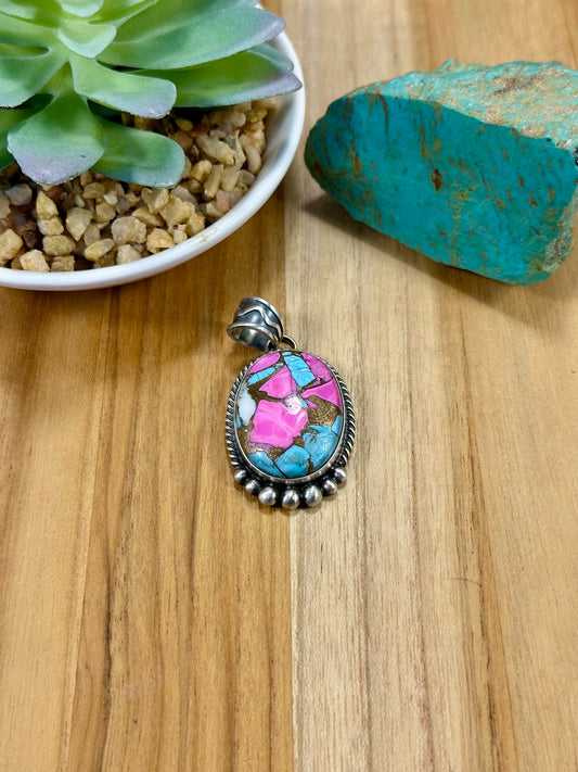 Cotton Candy Oval Sterling Silver Pendant