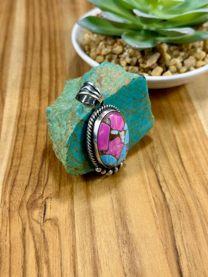 Cotton Candy Oval Sterling Silver Pendant