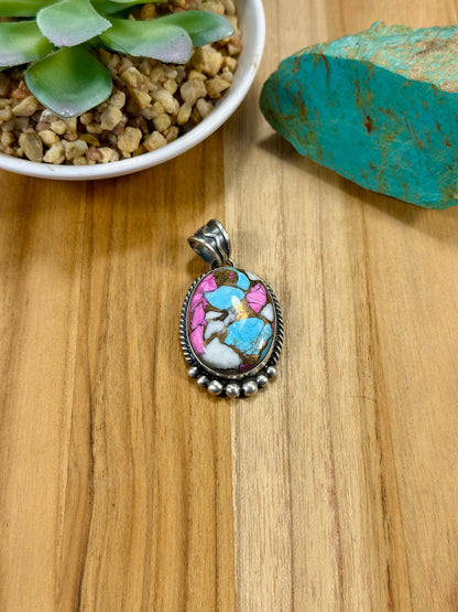 Cotton Candy Oval Sterling Silver Pendant