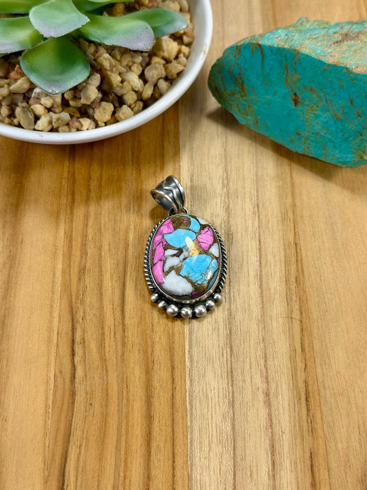 Cotton Candy Oval Sterling Silver Pendant