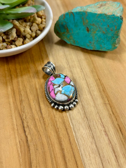 Cotton Candy Oval Sterling Silver Pendant
