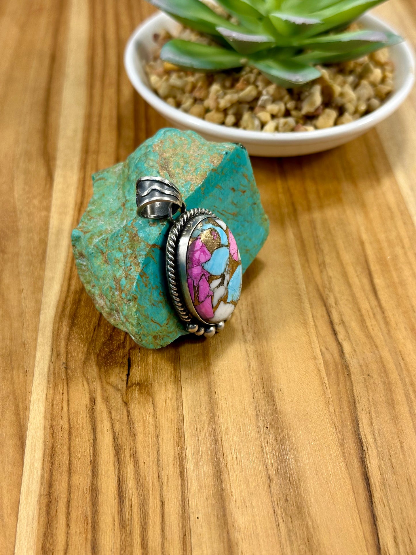 Cotton Candy Oval Sterling Silver Pendant