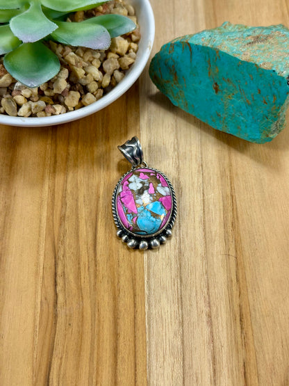 Cotton Candy Oval Sterling Silver Pendant