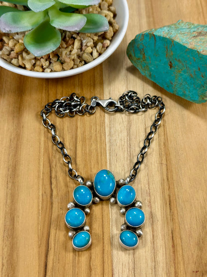 Kingman Turquoise Naja Cluster Pendant Necklace