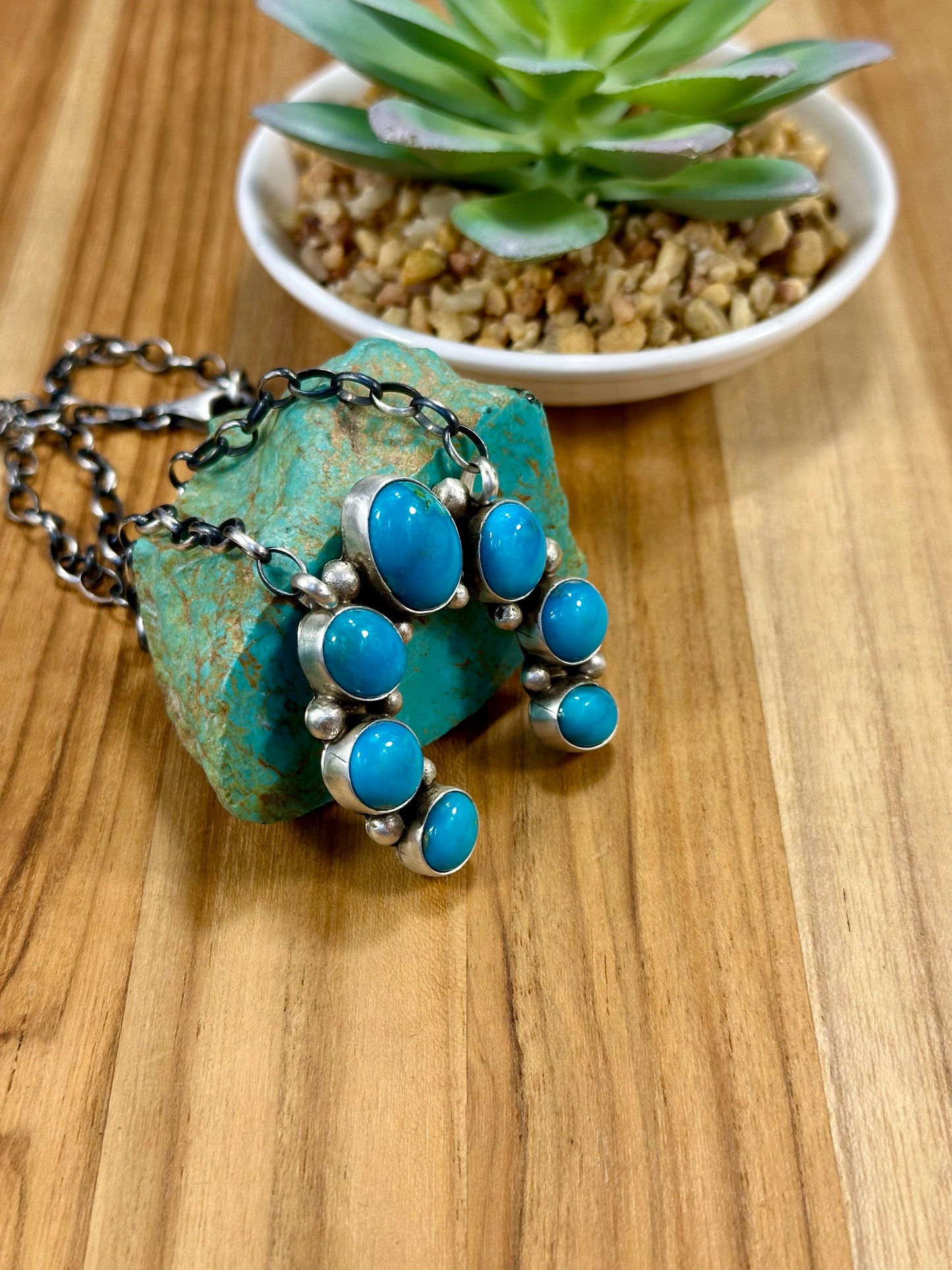 Kingman Turquoise Naja Cluster Pendant Necklace