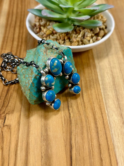 Kingman Turquoise Naja Cluster Pendant Necklace