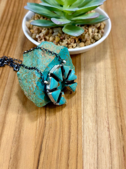 Kingman Turquoise Naja Triangle Sterling Silver Pendant Necklace