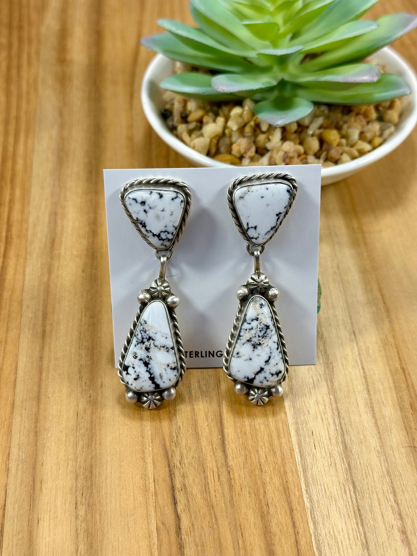 White Buffalo Squash Blossom Necklace & Earring Set
