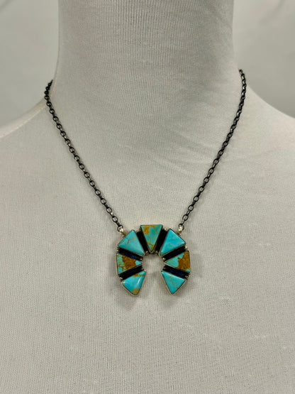 Kingman Turquoise Naja Triangle Sterling Silver Pendant Necklace