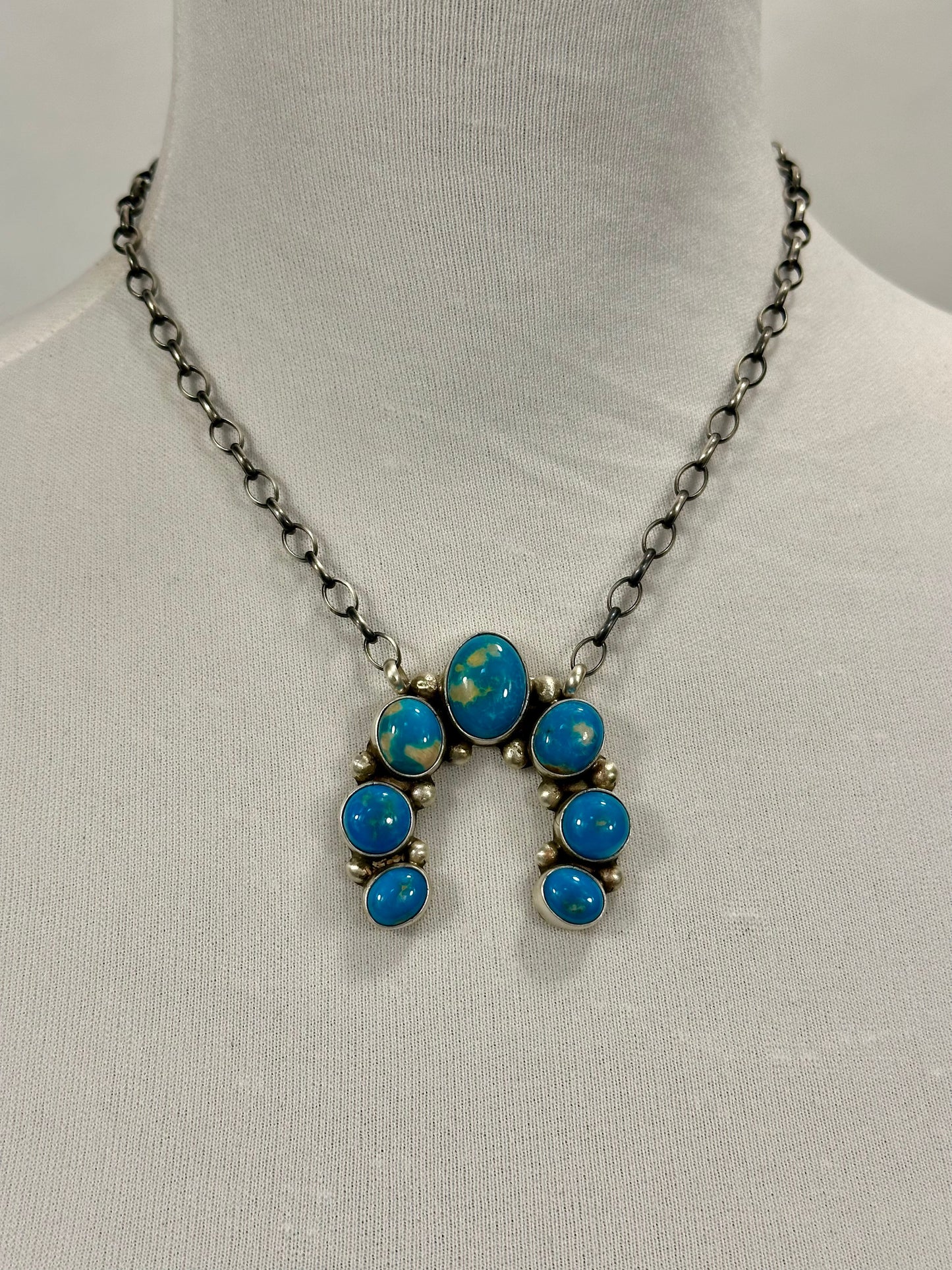 Kingman Turquoise Naja Cluster Pendant Necklace
