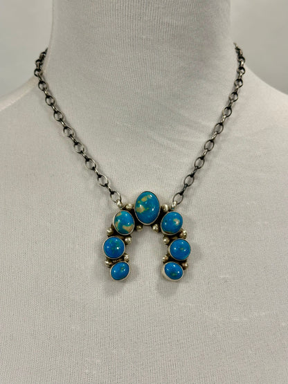 Kingman Turquoise Naja Cluster Pendant Necklace